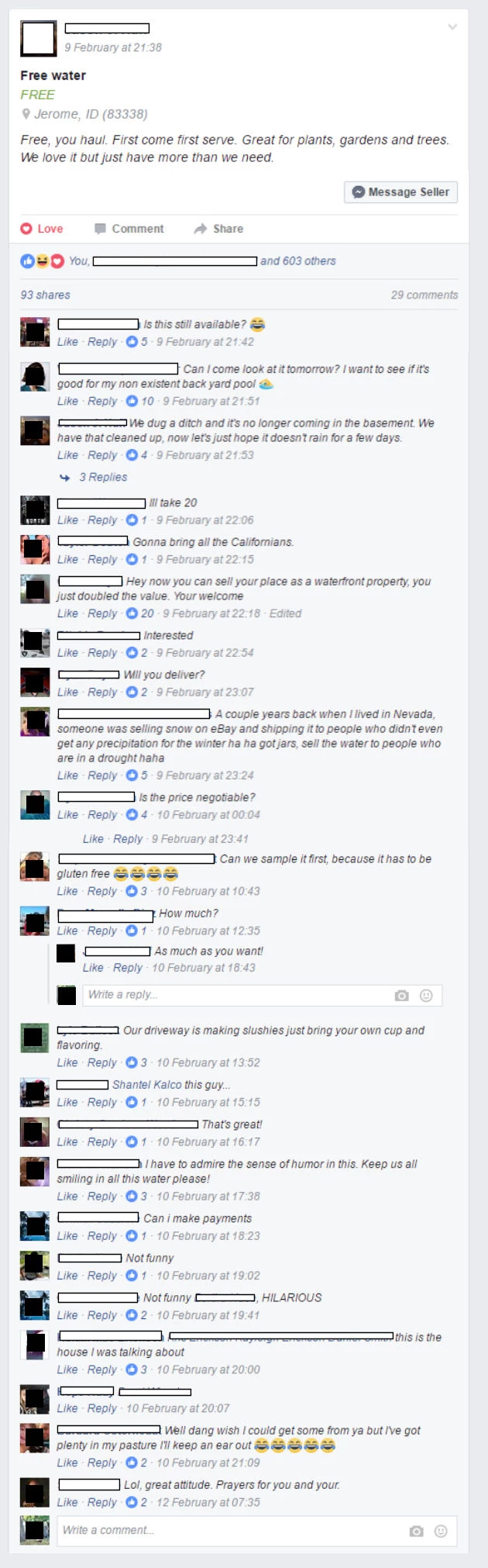 Free Flood Water In Jerome/Facebook
